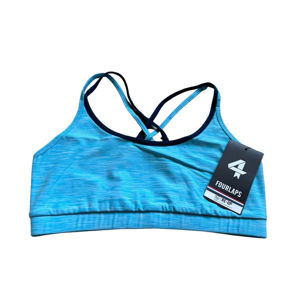 FOURLAPS Vitality Sports Bra‎ River Blue Space Dye Women's Size Medium NWT Run